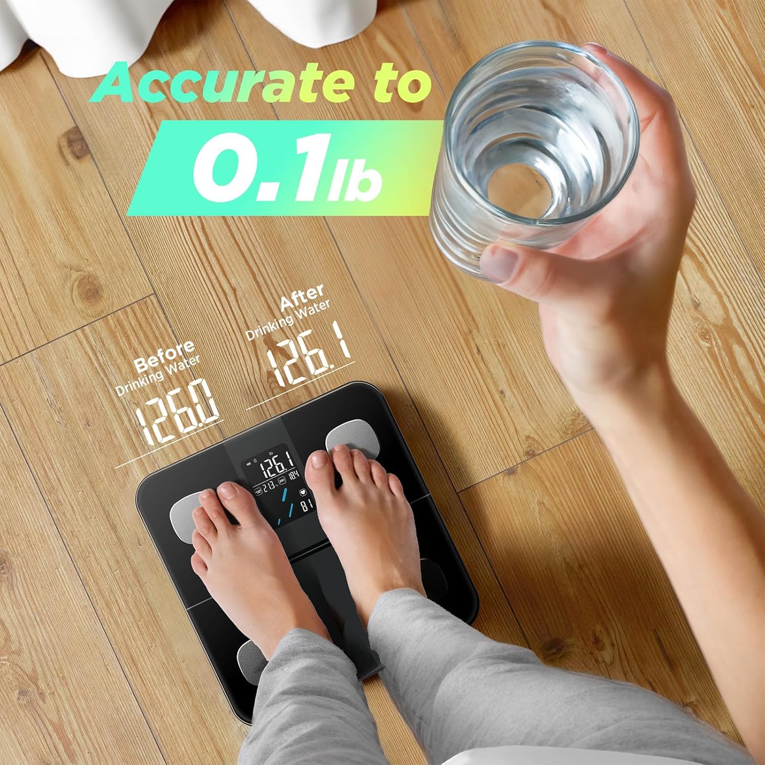 RunStar Smart Scale for Body Weight and Fat Percentage, High Accuracy Digital Bathroom Scale with Large Display for BMI Heart Rate 15 Body Composition Analyzer Sync with Fitness App 400lb runstar