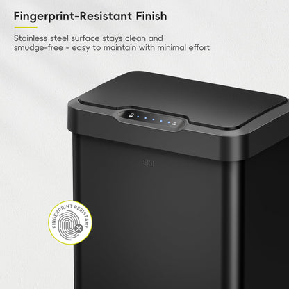 EKO Mirage-T 50 Liter / 13.2 Gallon Touchless Rectangular Motion Sensor Trash Can, Brushed Stainless Steel Finish 🍁 All In One Marketplace Canada