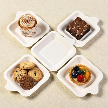 Elsjoy 200 Pack 4.5 Inch Small Paper Plate, Bulk Disposable Paper Cake Plate Square Mini Dessert & Appetizer Plate, Party Snack Plates for Wedding, Birthday, Dinner, Made of Sugarcane Bagasse Fiber 🍁 All In One Marketplace Canada