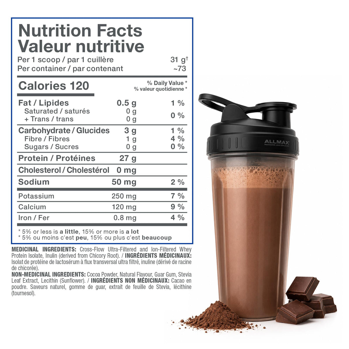 ALLMAX ISONATURAL Protein Isolate Powder, Chocolate, 5 lb, 73 Servings