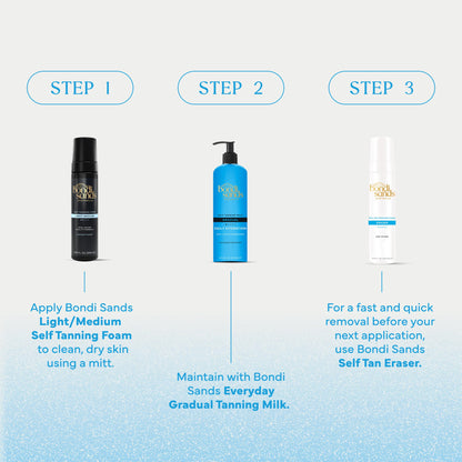 Bondi Sands Self Tanning Foam Light/Medium| Lightweight Self-Tanner Foam Enriched with Aloe Vera | Coconut scent | suitable for fair skin |Streak-Free | Never Orange | Vegan & Cruelty Free (200 mL)