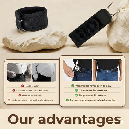 4PCS Buckleless Belt for Men Women, Tactical Metal Hook Elastic Belt, Adjustable No Buckle Side Belt for Pants, Comfortable Stretch Waist Belt for Work Travel Everyday Wear - Available at All In One Marketplace Canada