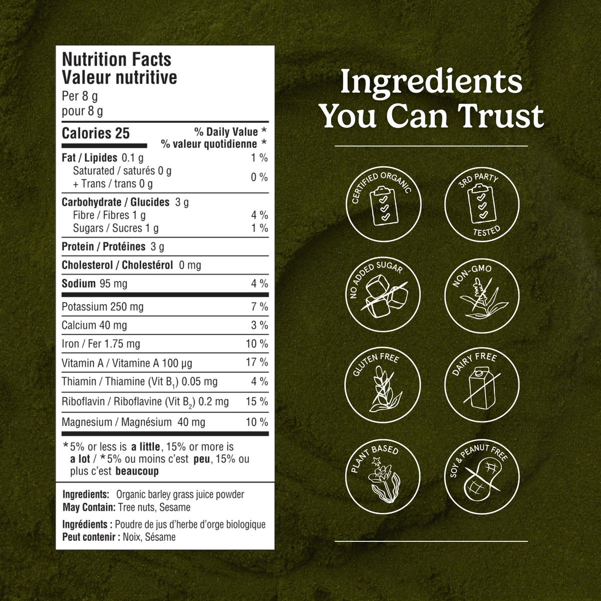Organic Traditions Barley Grass Juice Powder, Daily Greens Formula, 5.3oz