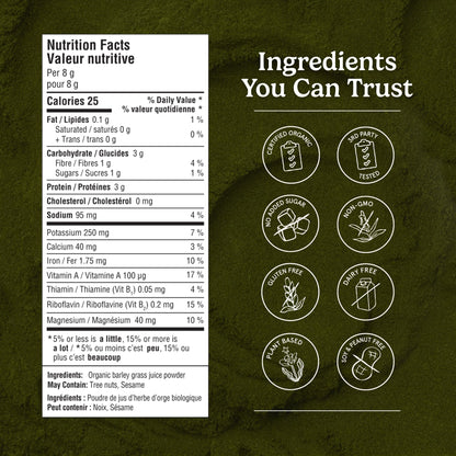 Organic Traditions Barley Grass Juice Powder, Daily Greens Formula, 5.3oz