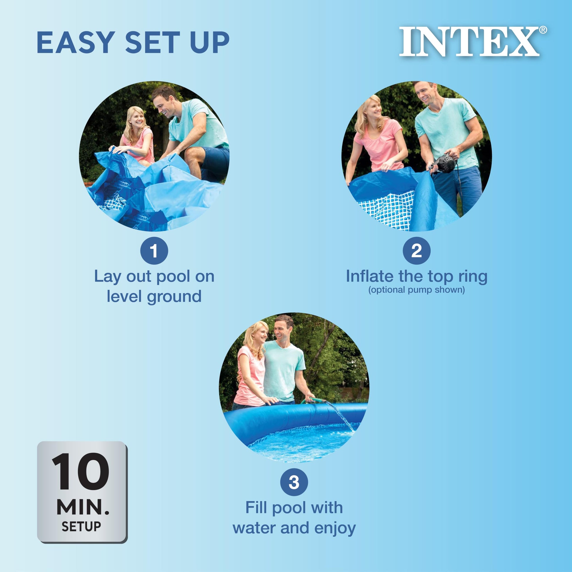 INTEX 28106EH Easy Set Inflatable Swimming Pool: 8ft x 24in – Puncture-Resistant Material – Quick Inflation – 513 Gallon Capacity – 18in Water Depth Intex