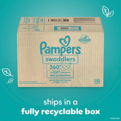 Pampers Diapers - Swaddlers 360 degrees - Size 3, 156 Count, up to 100% Leakproof Comfy Dry Fit, EZ Off Tabs Designed for Easy Changes, Pull On Diaper