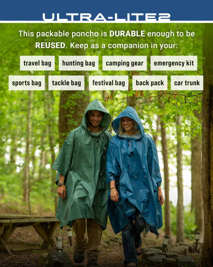 FROGG TOGGS Ultra-lite2 Waterproof, Breathable Rain Poncho, Adult and Youth Sizes, Khaki, One Size