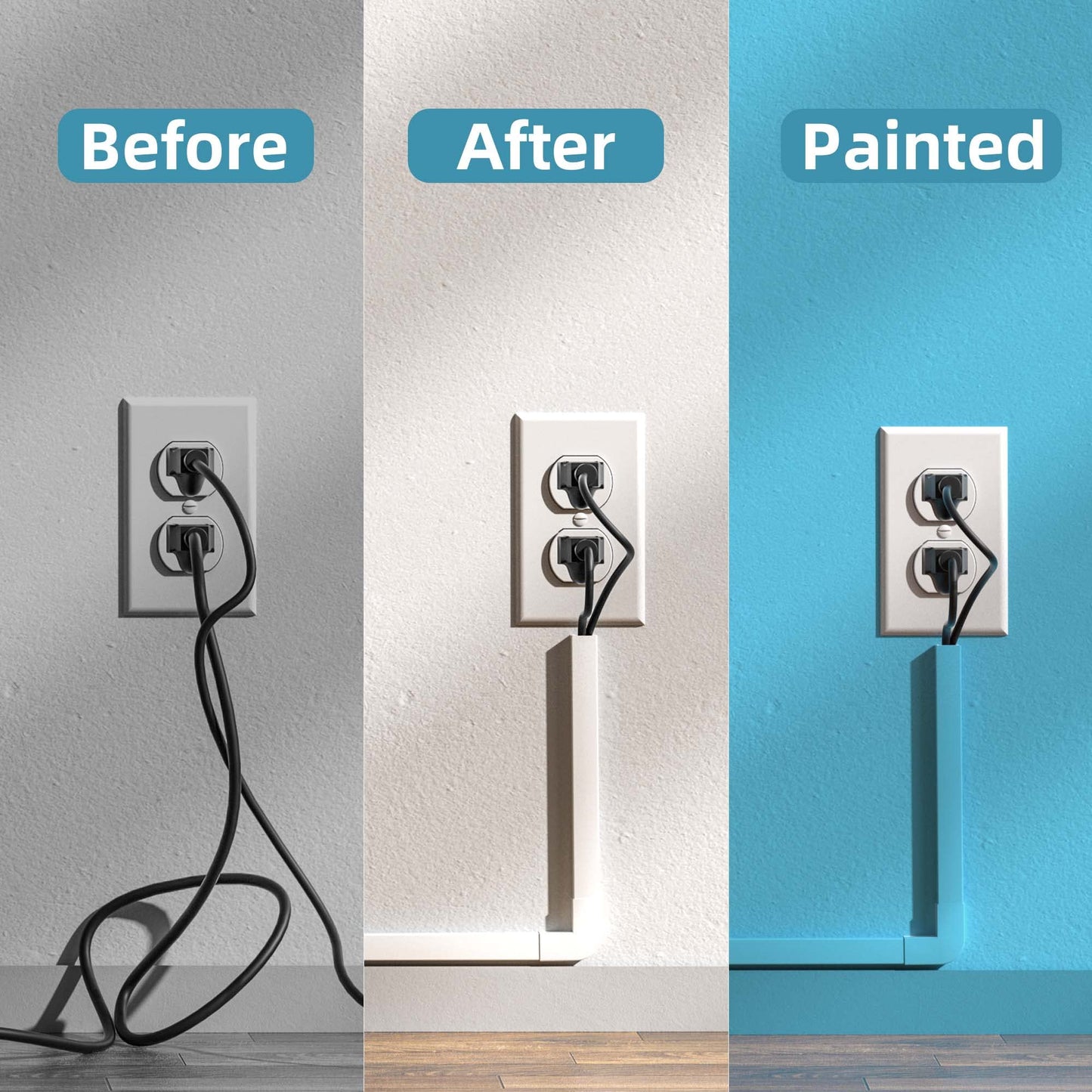 Delamu Cord Hider, 157in Cord Cover Wall, Premium Cord Covers for Wires on Wall, Cable Concealer Hider Kit for Hiding Wires in Home and Office Cable Management, 10X L15.7in X W0.95in X H0.55in, White