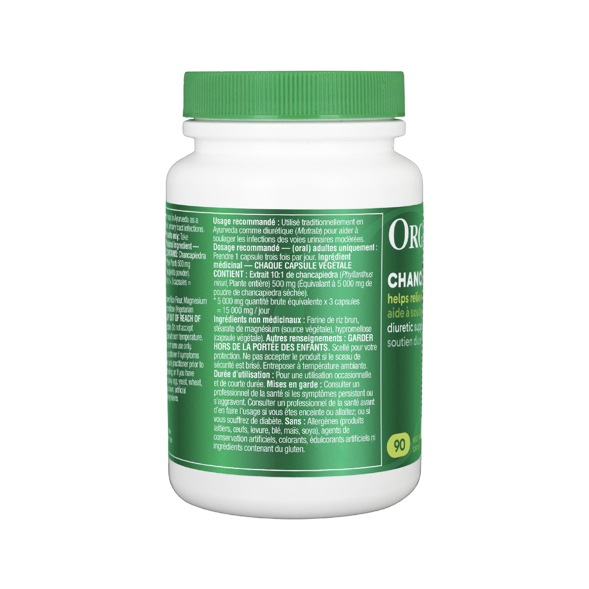 Organika Canadian-Made Chanca Piedra 500 mg - UTI Support | Kidney, Gallblader and Urinary Support, Cleansing- 90 vcaps Organika