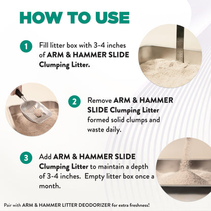 Arm & Hammer Clump & Seal Slide Clay Cat Litter, Non-Stop Odour Control, 12.7kg, 7 Days of Odour Control, Dust Free, Clumping Litter (Pack of 1)