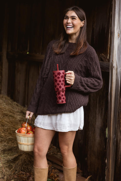 Simple Modern Halloween Tumbler with Handle | 40oz | Leaves