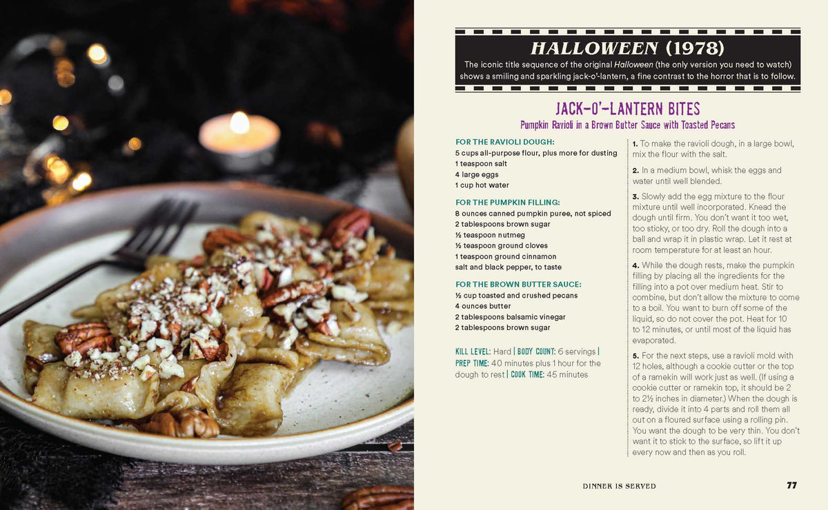 The Horror Movie Night Cookbook: 60 Deliciously Deadly Recipes Inspired by Iconic Slashers, Zombie Films, Psychological Thrillers, Sci-Fi Spooks, and More (Includes Halloween, Psycho, Jaws, The Conjuring, and More)