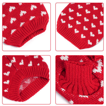 Dxhycc Dog Knitted Sweater Dog Heart Sweater Puppy Sweater Warm Soft Pet Holiday Clothes for Small Cats and Dogs (Red, S) 🍁 All In One Marketplace Canada