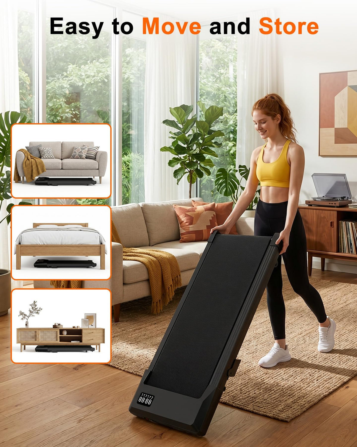 Lacuffy Walking Pad with 6% Incline, No-Assembly Under Desk Treadmill, 2.5 HP Quiet Motor, APP & Remote Control, LED Display, 307 lbs Capacity for Home/Office