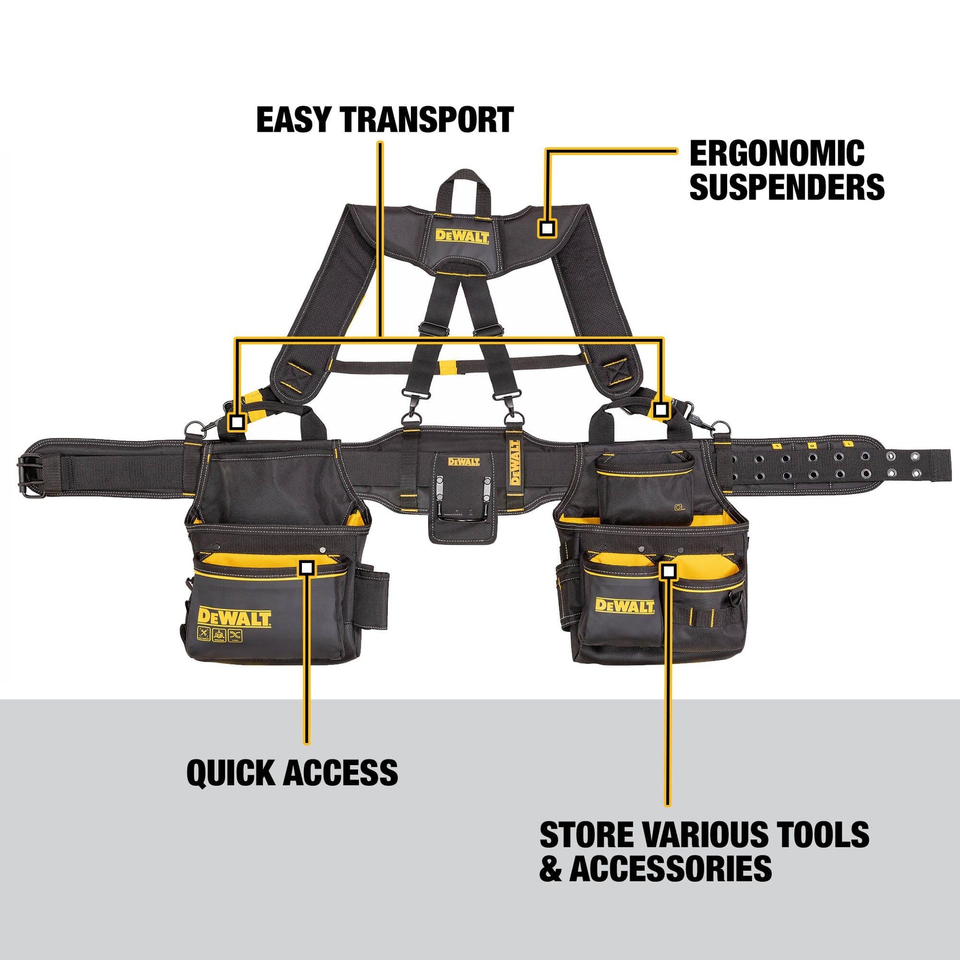 DEWALT Tool Rig Professional Tool Belt with Padded Suspenders, 25 Pockets, Durable Design, Adjustable (DWST540602) DEWALT