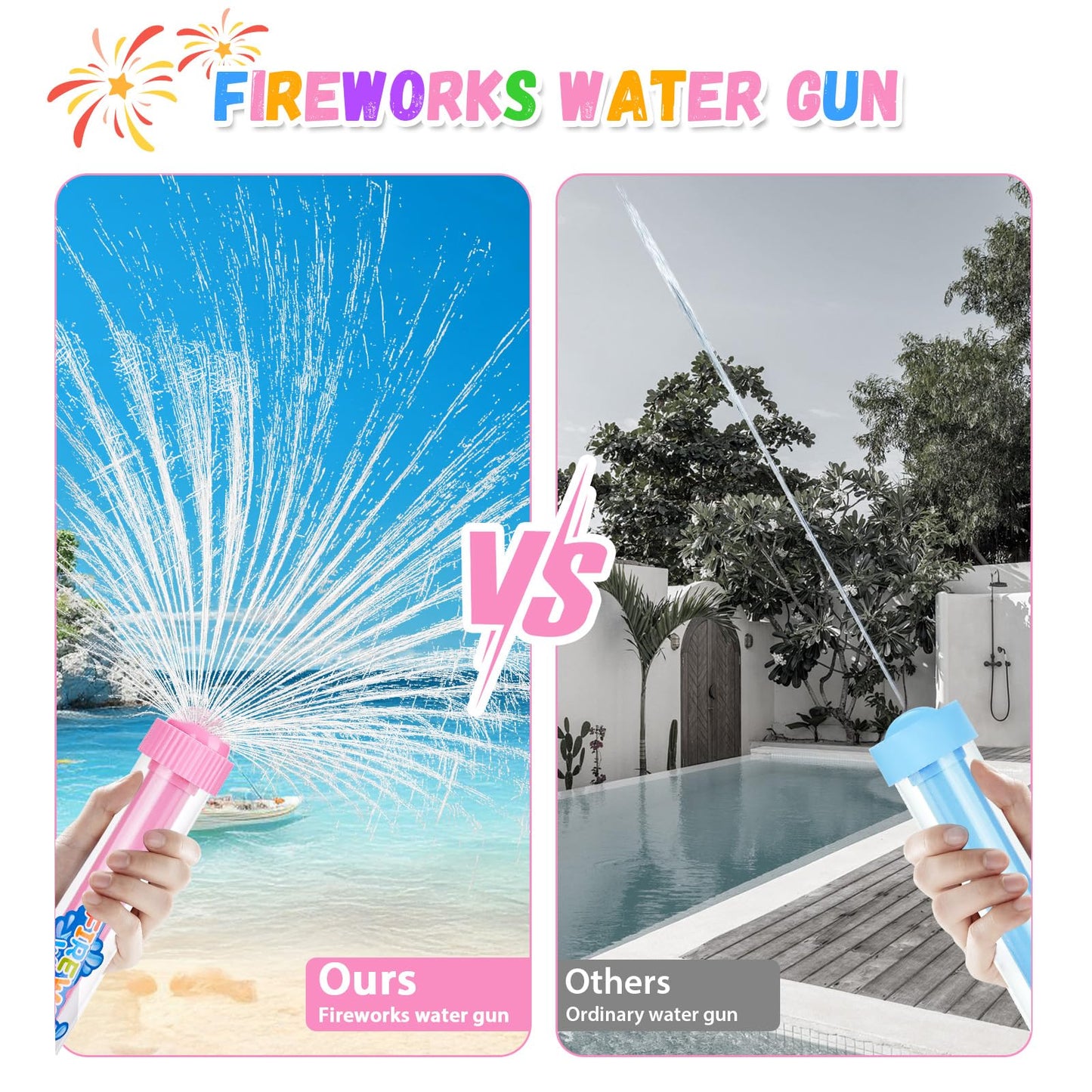 6Packs Creativity Fireworks Water Gun, Sprays Water Like Fireworks, Squirt Gun for Kids, Bulk Samll Water Blaster Summer Pool, Backyard, Birthday Party Outdoor Game Toys