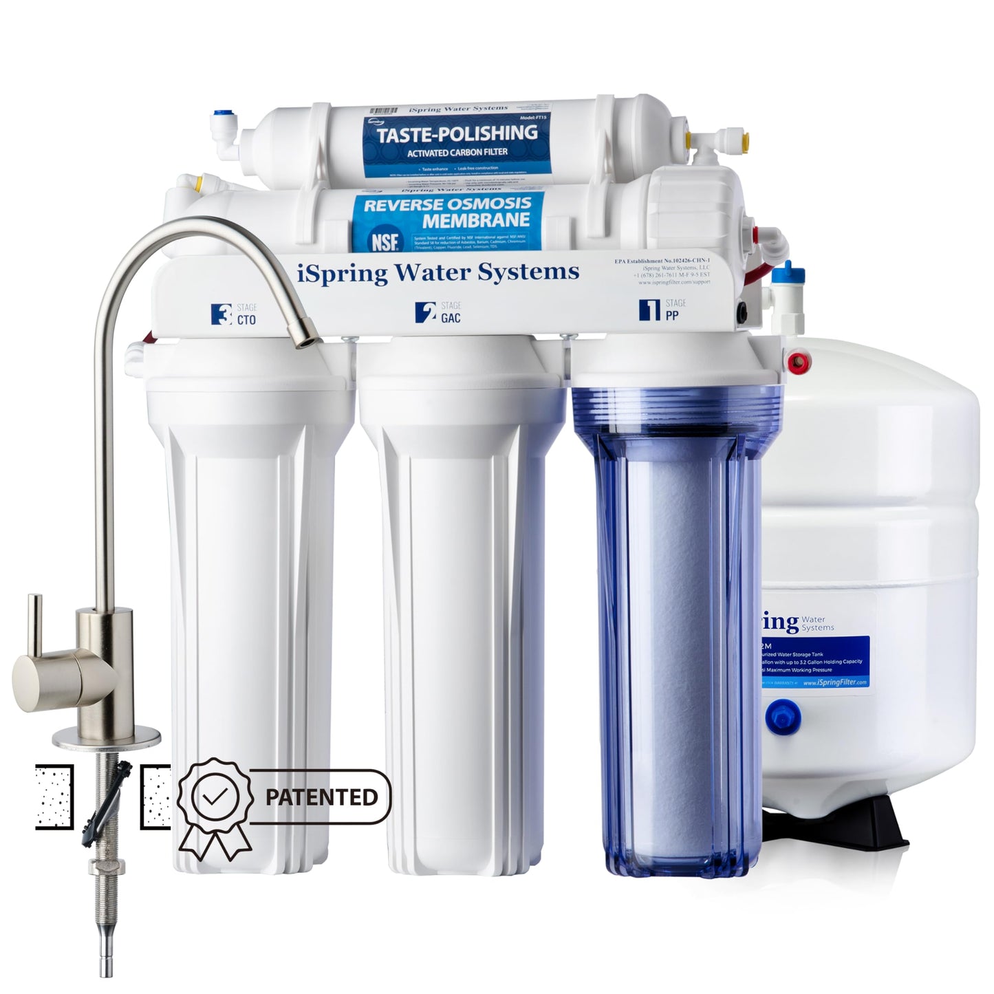 iSpring RCC7, NSF Certified, High Capacity Under Sink 5-Stage Reverse Osmosis Drinking Filtration System and Ultimate Water Softener, 75 GPD, Brushed Nickel Faucet 🍁 All In One Marketplace Canada