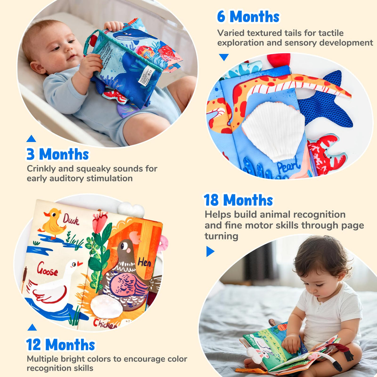JoyCat Baby Toys 0-6 Months, 2PCS Crinkle Books for Babies 🍁 All In One Marketplace Canada