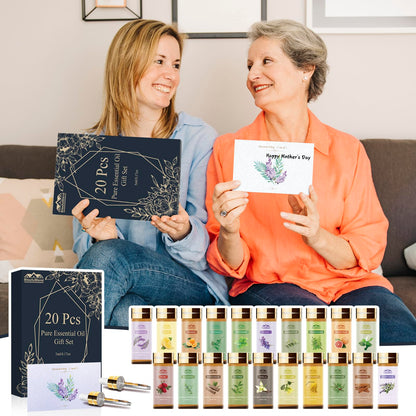 20 Pack 20 Flavors Pure Essential Oil Set, Essential Oils for Diffuser, Candle Making, Home Apartment, Eucalyptus, Lavender, Lemon, Peppermint,Tea Tree, Cinnamon, Rose, Sandalwood, Patchouli 🍁 All In One Marketplace Canada