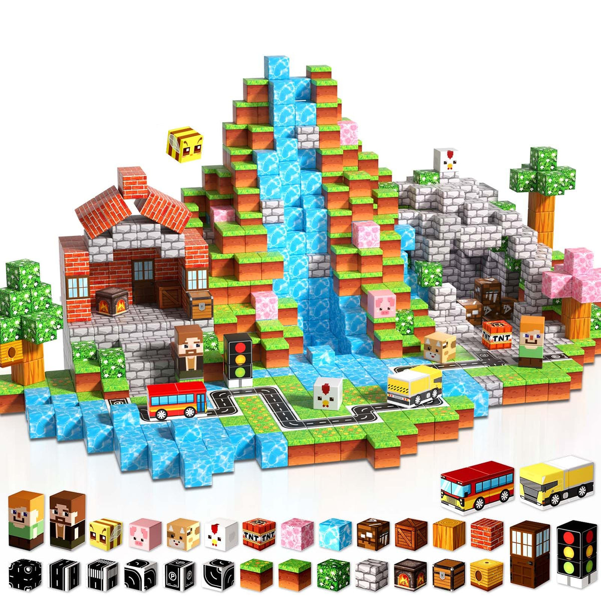 200PCS Magnetic Block| Magnetic Building Blocks Toys for Boys Girls 3-4,5-6,8-12,STEM Sensory Educational Magnet Blocks Cube Stacking Toy for Kids Toddlers 3+Halloween Christmas Birthday Gifts 🍁 All In One Marketplace Canada