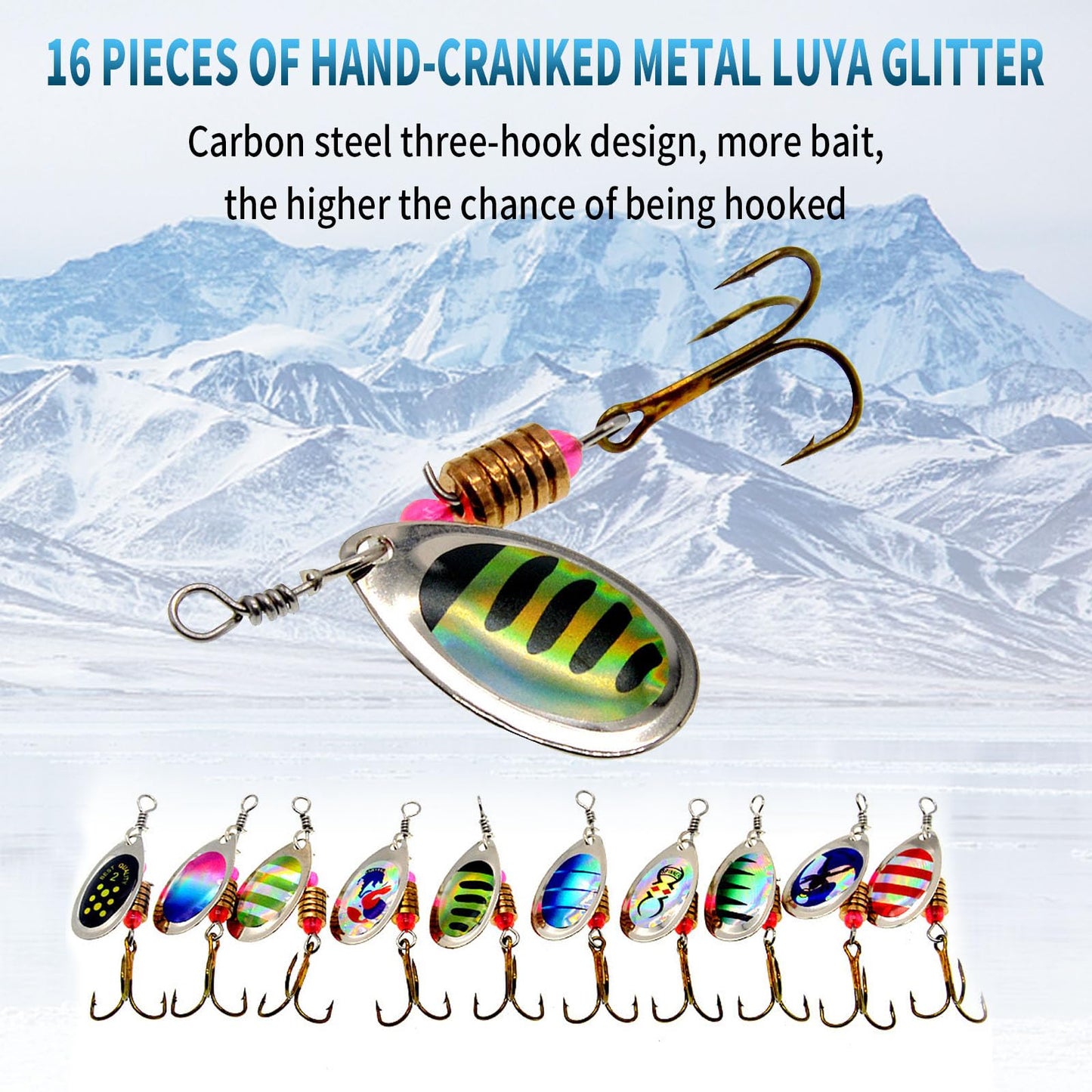 Vkinman 16 Pcs Fishing Lures Spinner Bait with Treble Hooks for Bass Trout Salmon Fishing Tackle Spinnerbait Spoons Metal Sequins Spinners Baits Fishing Bait for Freshwater Saltwater Fishing - Available at All In One Marketplace Canada