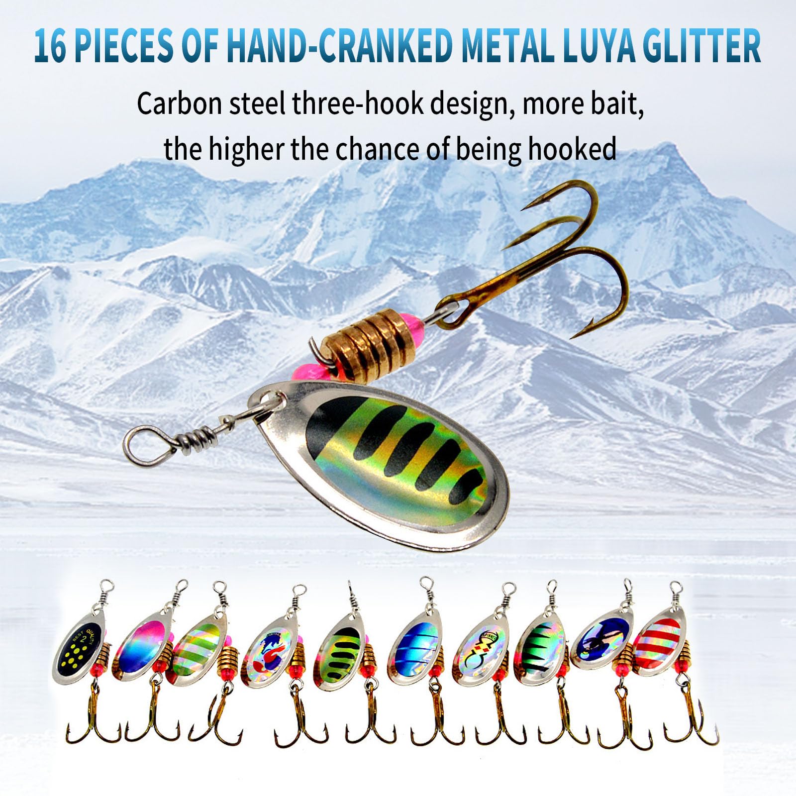 Vkinman 16 Pcs Fishing Lures Spinner Bait with Treble Hooks for Bass Trout Salmon Fishing Tackle Spinnerbait Spoons Metal Sequins Spinners Baits Fishing Bait for Freshwater Saltwater Fishing - Available at All In One Marketplace Canada