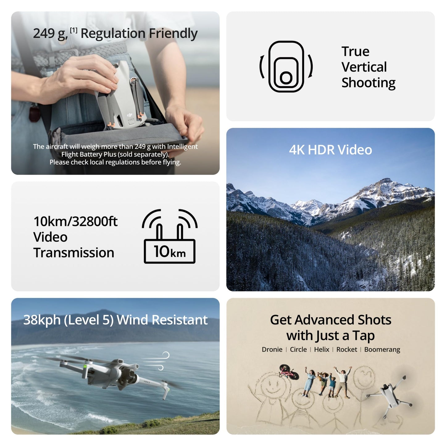 DJI Mini 3 (DJI RC), Lightweight 3x Mechanical Gimbal Drones with Camera for Adults 4K, 38-min Flight Time, up to 32800ft (10km) Video Transmission, Vertical Shooting, GPS Auto Return Integrated