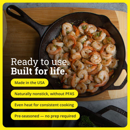 Lodge Cast Iron Skillet, Pre-Seasoned and Ready for Stove Top or Oven Use, 10.25", Black