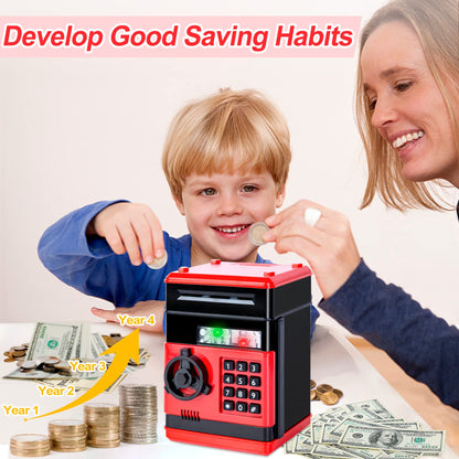 Refasy Children Toy for 5-7 Year Old Girls,Piggy Banks Toy for 8-16 Year Old Girls Boys Birthday Gifts Toy Gifts for Kids Coin ATM Electronic Piggy Banks Toys Great Christmas Ideas for Kids Red 🍁 All In One Marketplace Canada
