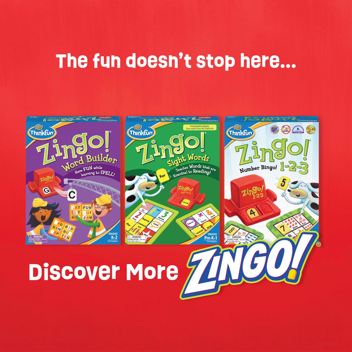 ThinkFun Zingo - Bingo with a Zing - Award-Winning Preschool Game - Encourages Language & Matching Skills Development - Fun Family Board Game for Boys and Girls Ages - 4 & Older - Available at All In One Marketplace Canada