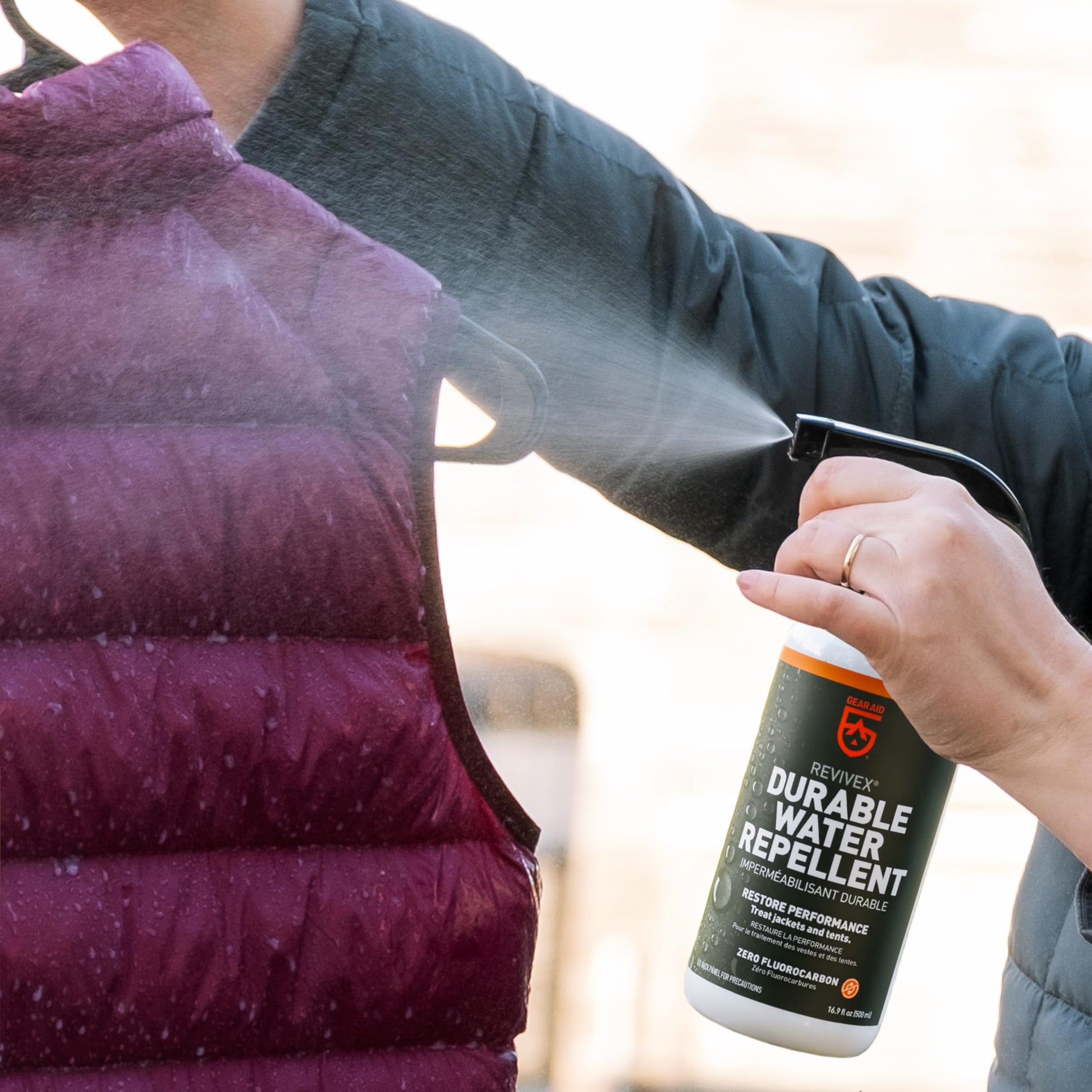 GEAR AID Revivex Durable Water Repellent (DWR) Spray for Waterproofing, Restoring Performance on Nylon Jackets, Gore-TEX, Paddle and Camping Gear, Non-aerosol 16.9 fl oz Gear Aid