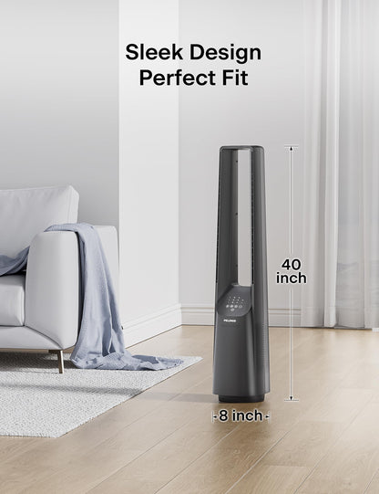 PELONIS 40" Bladeless Tower Fan - Ultra Quiet (20 dB) DC Motor, 6 Speeds, 4 Modes, Remote Control, 7H Timer, 90° Oscillation, Safe for Kids & Pets, Ideal for Bedroom, Home, Office PELONIS