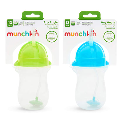 Munchkin Any Angle Weighted Straw Blue and Green Cup, 2 Count Munchkin