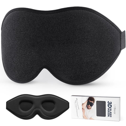 LitBear Sleep Mask for Side Sleeper Women Men, Eye Mask for Sleeping Light Blocking, 3D Contoured Cup Sleeping Mask, Soft Breathable Sleep Eye Mask with Adjustable Elastic Strap for Flight Nap - Available at All In One Marketplace Canada