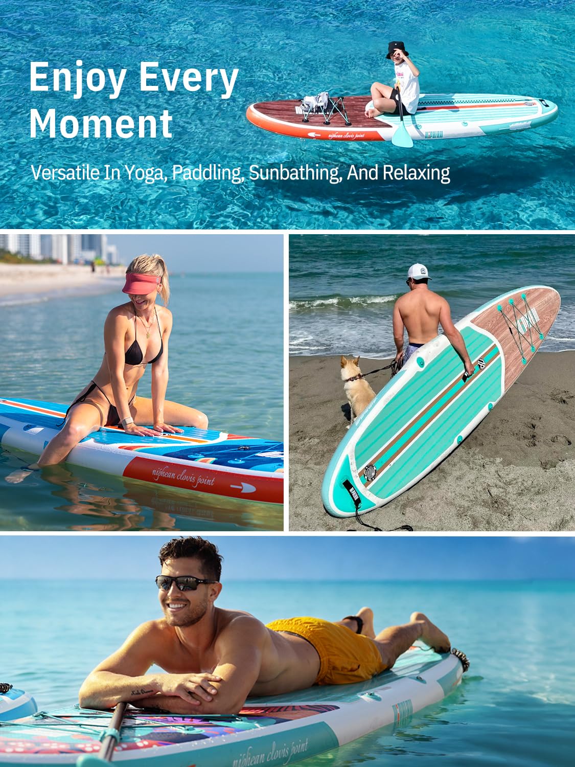 Niphean Inflatable Stand Up Paddle Board with SUP Accessories, 10'6'' All-Round Inflatable SUP, Anti-Slip EVA Deck, Inflatable Paddle Board for Adults & Youth