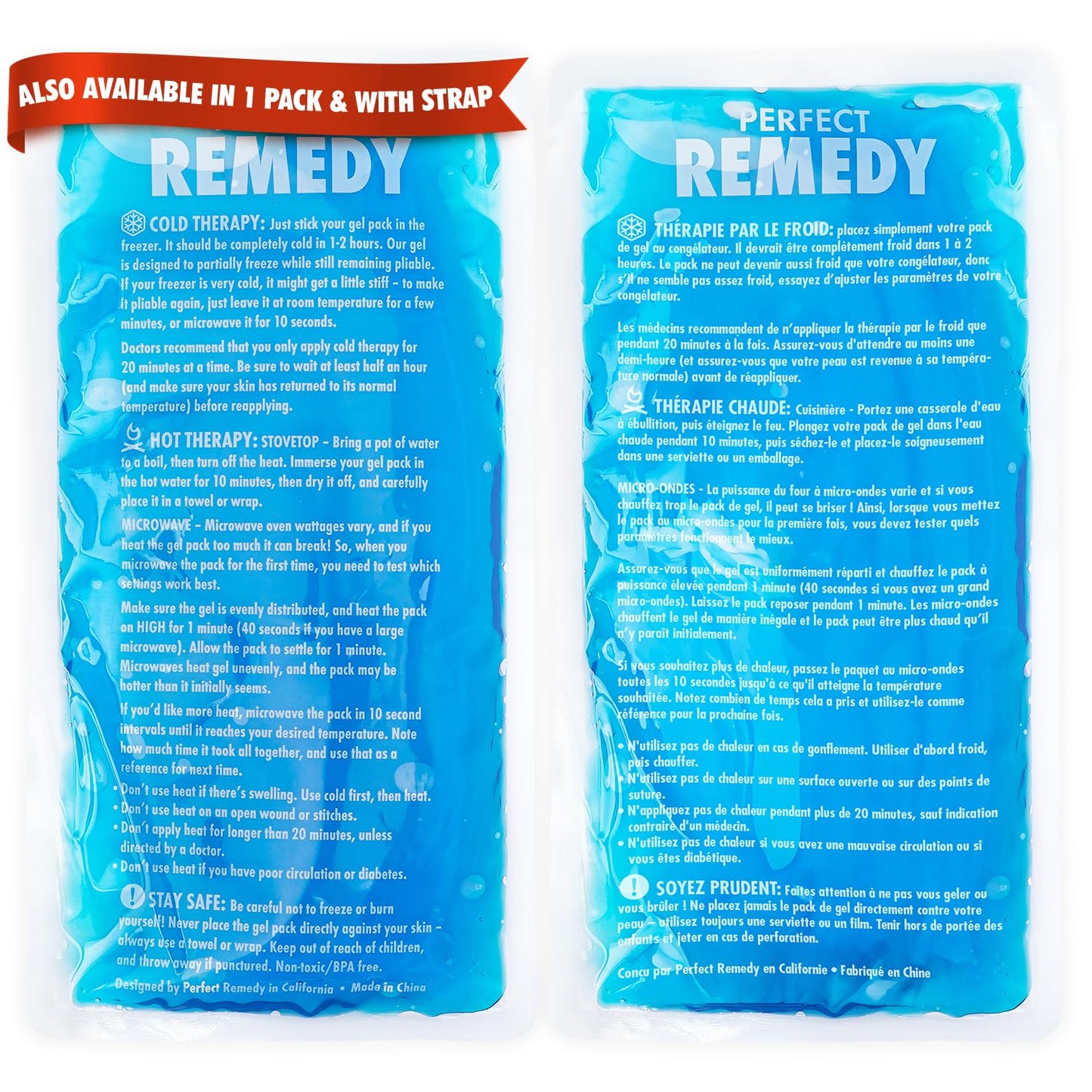 2 Pack Gel Ice Packs for Injuries, Reusable Gel Ice Packs for Muscle Pain, Cold & Hot Pack, Ice Pack for Knee & Back/Neck Ice Pack, Hot Water Bottles Alternative(Blue, Regular) - Available at All In One Marketplace Canada