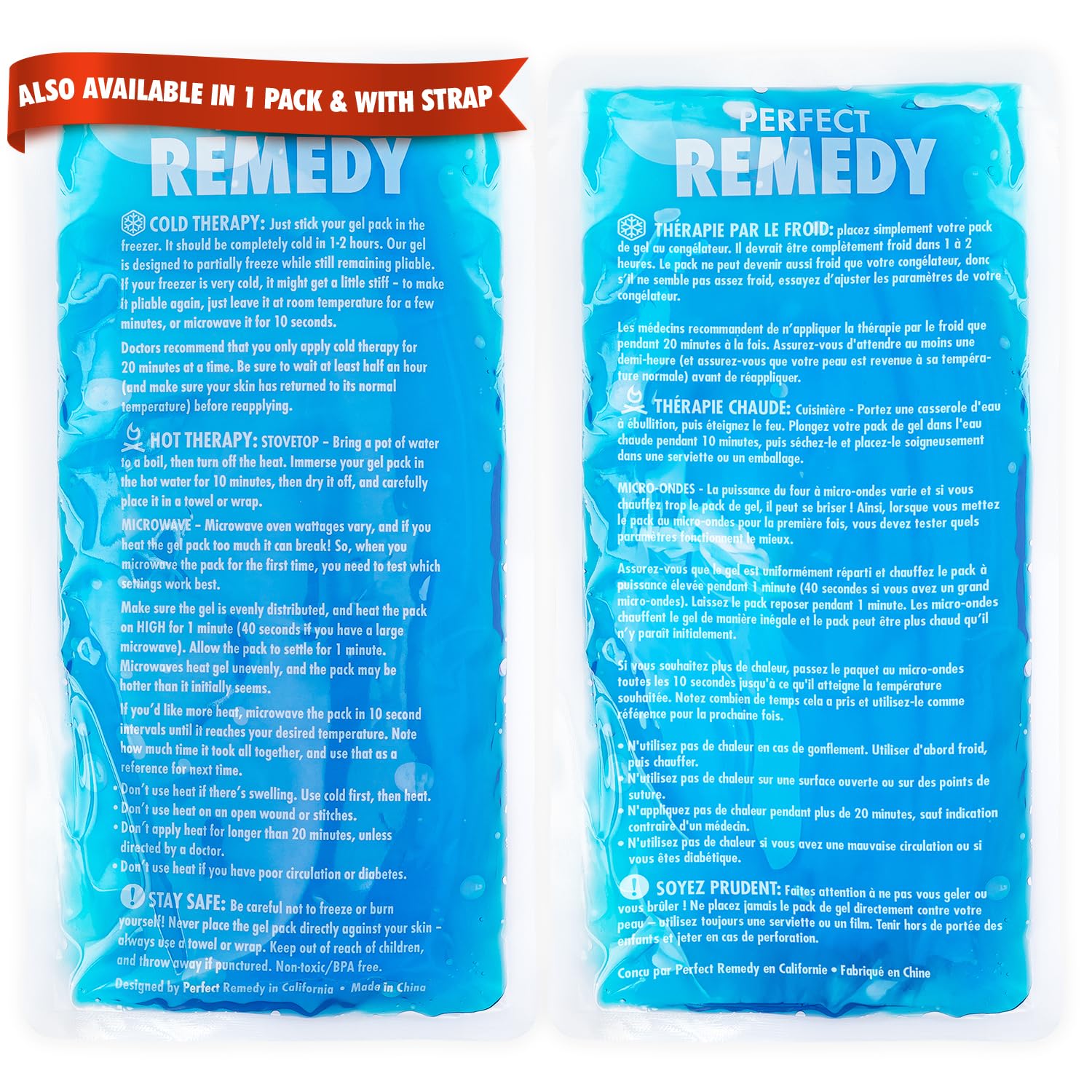 2 Pack Gel Ice Packs for Injuries, Reusable Gel Ice Packs for Muscle Pain, Cold & Hot Pack, Ice Pack for Knee & Back/Neck Ice Pack, Hot Water Bottles Alternative(Blue, Regular) - Available at All In One Marketplace Canada