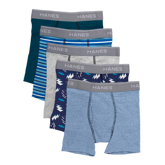 Hanes boys 5 Pack Breathable Boxer Briefs, Assorted, Small US