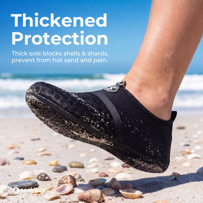 SEEKWAY Water Shoes Women Men Quick-Dry Beach Aqua Socks Barefoot Non Slip Swim Pool Outdoor Surf River Lake Yoga SK001 Black Size 6.5-7.5 W/5.5-6.5 M
