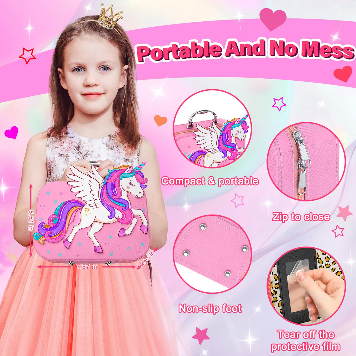 Glisiol Kids Nail Polish Set for Girls Toys, Washable Quick-Dry Toddler Nail Art Kit with Air Cooling Dryer and Cosmetic Case, Christmas or Birthday Gifts for Girls Ages 3 4 5 6 7 9 10 11 12-Pink 🍁 All In One Marketplace Canada