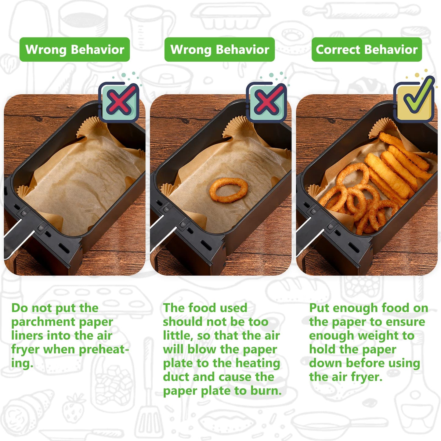 AYGXU Air Fryer Paper Liners, 260 Disposable Parchment Paper Liners, 8.6''*5.5'', Rectangle,Food Grade and Baking Waterproof Oil Proof, Roasting
