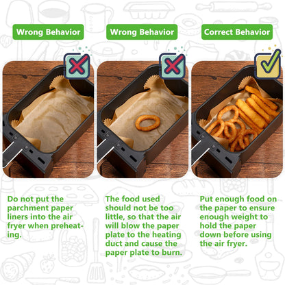 AYGXU Air Fryer Paper Liners, 260 Disposable Parchment Paper Liners, 8.6''*5.5'', Rectangle,Food Grade and Baking Waterproof Oil Proof, Roasting