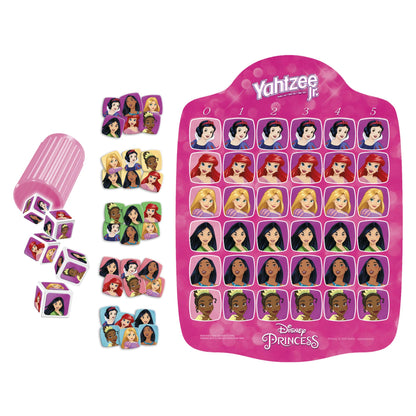 Hasbro Yahtzee Jr.: Disney Princess Edition Board Game for Kids Ages 4 and Up, for 2-4 Players, Counting and Matching Game for Preschoolers (English), F1236