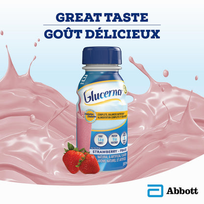 Glucerna Diabetes-Specific Meal Replacement Shakes, Strawberry Flavor, 6-Pack (237 mL Each)