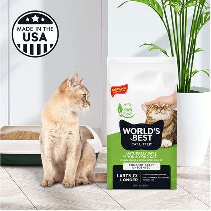 WORLD'S BEST CAT LITTER Original Unscented 15-Pounds - Natural Ingredients, Quick Clumping, Flushable, 99% Dust Free & Made in USA - Long-Lasting Odor Control & Easy Scooping 🍁 All In One Marketplace Canada