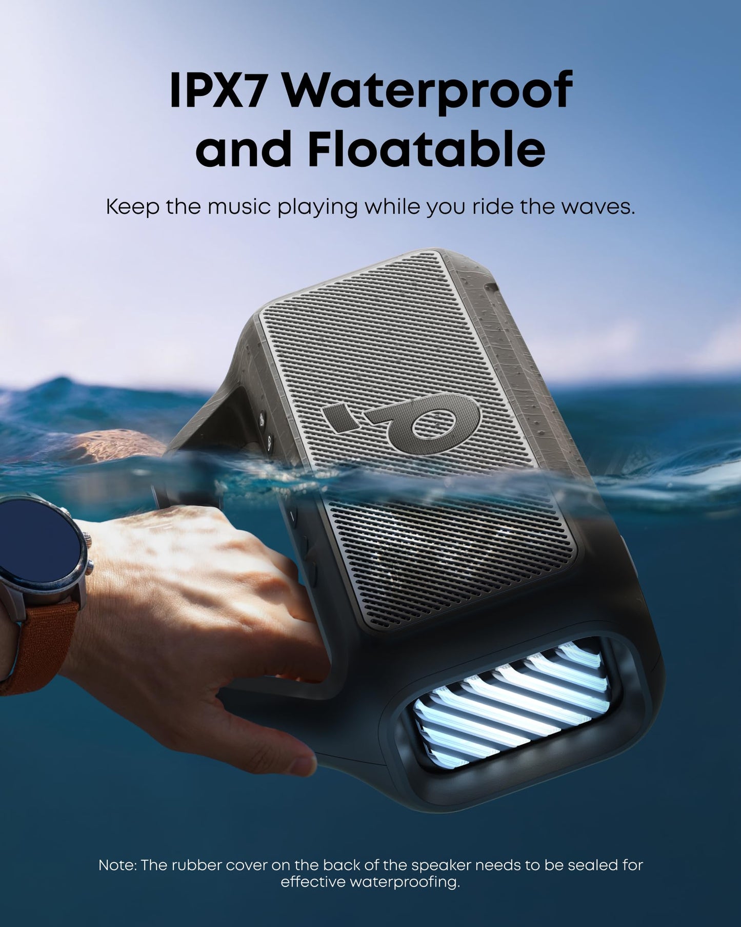 soundcore Boom 2 Outdoor Speaker, 80W, Subwoofer, BassUp 2.0, 24H Playtime, IPX7 Waterproof, Floatable, RGB Lights, USB-C, Custom EQ, Bluetooth 6.0, Portable, Camping, Beach, and Backyard-Black