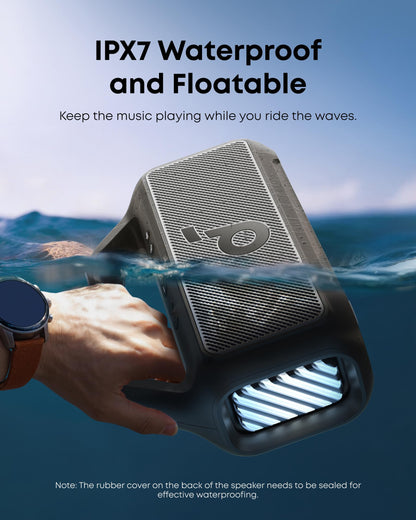 soundcore Boom 2 Outdoor Speaker, 80W, Subwoofer, BassUp 2.0, 24H Playtime, IPX7 Waterproof, Floatable, RGB Lights, USB-C, Custom EQ, Bluetooth 6.0, Portable, Camping, Beach, and Backyard-Black