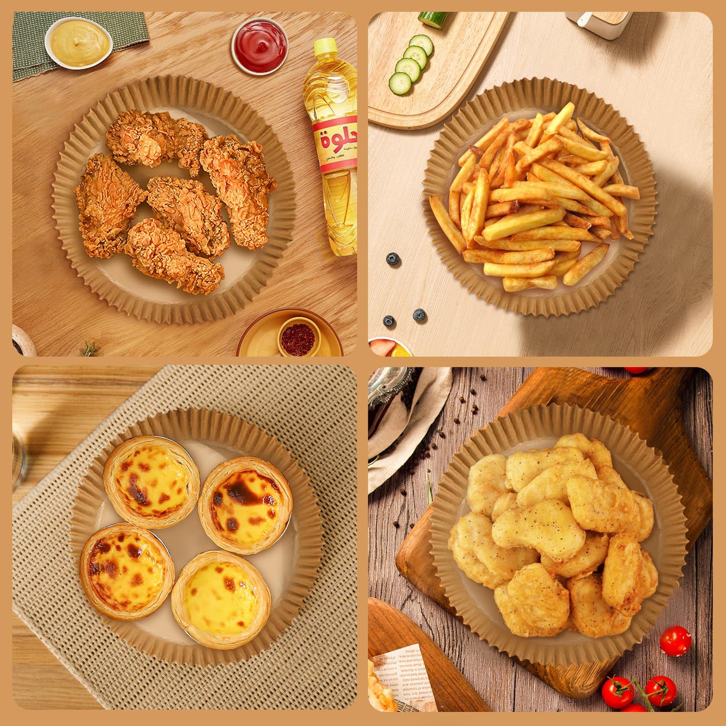 200pcs Air Fryer Disposable Paper Liner, Non-Stick Disposable Air Fryer Parchment Paper Liners, Baking Paper for Air Fryer Oil-Proof, Water-Proof, Food Grade Parchment（6.3" in Bottom, 7.9" on top） - Available at All In One Marketplace Canada