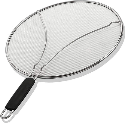 Splatter Screen for Frying Pan - 13 Inch Stainless Steel Grease Splatter Guard - Cover Oil Splash When Sizzling Bacon, Cooking Fried Chicken or Popcorn - Available at All In One Marketplace Canada
