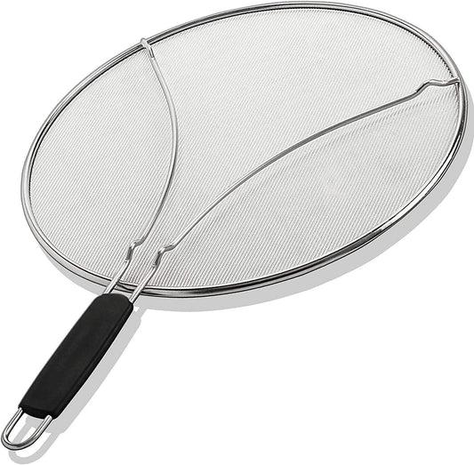 Splatter Screen for Frying Pan - 13 Inch Stainless Steel Grease Splatter Guard - Cover Oil Splash When Sizzling Bacon, Cooking Fried Chicken or Popcorn - Available at All In One Marketplace Canada